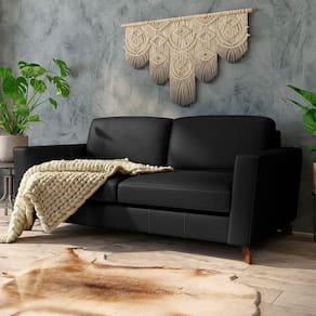Sofá Sala De Estar Living 4 Lugares 280cm Presley Pés Madeira Couro Preto G52 - Gran Belo