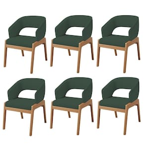 Kit 06 Cadeiras De Jantar E Estar Living Estofada Lince L02 Linho Verde Musgo - Lyam Decor