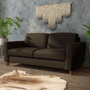 Sofá Sala De Estar Living 3 Lugares 200cm Presley Pés Madeira Veludo Marrom G52 - Gran Belo