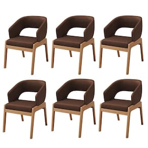 Kit 06 Cadeiras De Jantar E Estar Living Estofada Lince L02 Couríssimo Marrom - Lyam Decor