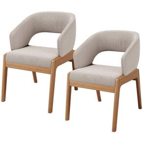 Kit 02 Cadeiras De Jantar E Estar Living Estofada Lince L02 Bouclê Bege