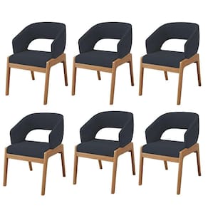 Kit 06 Cadeiras De Jantar E Estar Living Estofada Lince L02 Suede Preto - Lyam Decor