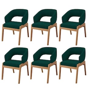 Kit 06 Cadeiras De Jantar E Estar Living Estofada Lince L02 Bouclê Verde - Lyam Decor