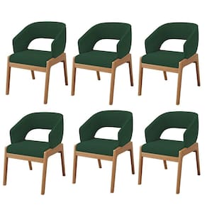 Kit 06 Cadeiras De Jantar E Estar Living Estofada Lince L02 Suede Verde Musgo - Lyam Decor
