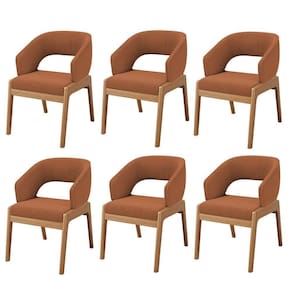 Kit 06 Cadeiras De Jantar E Estar Living Estofada Lince L02 Bouclê Terracota - Lyam Decor