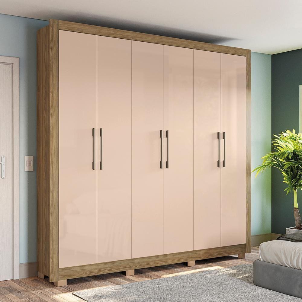 Guarda Roupa Kappesberg Com Pés 6 Portas 2 Gavetas Nogueira