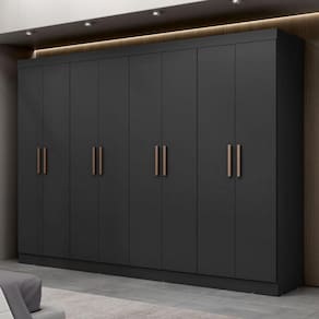 Guarda Roupa Casal Paris 8 Portas Mdp Preto Fosco Maxel Preto