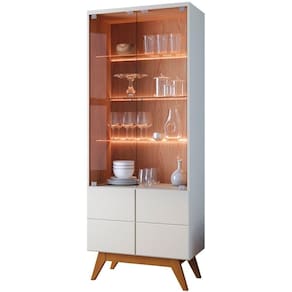 Cristaleira 4 Portas Noronha Off White Matte Freijo Clb Off White Matte Freijo