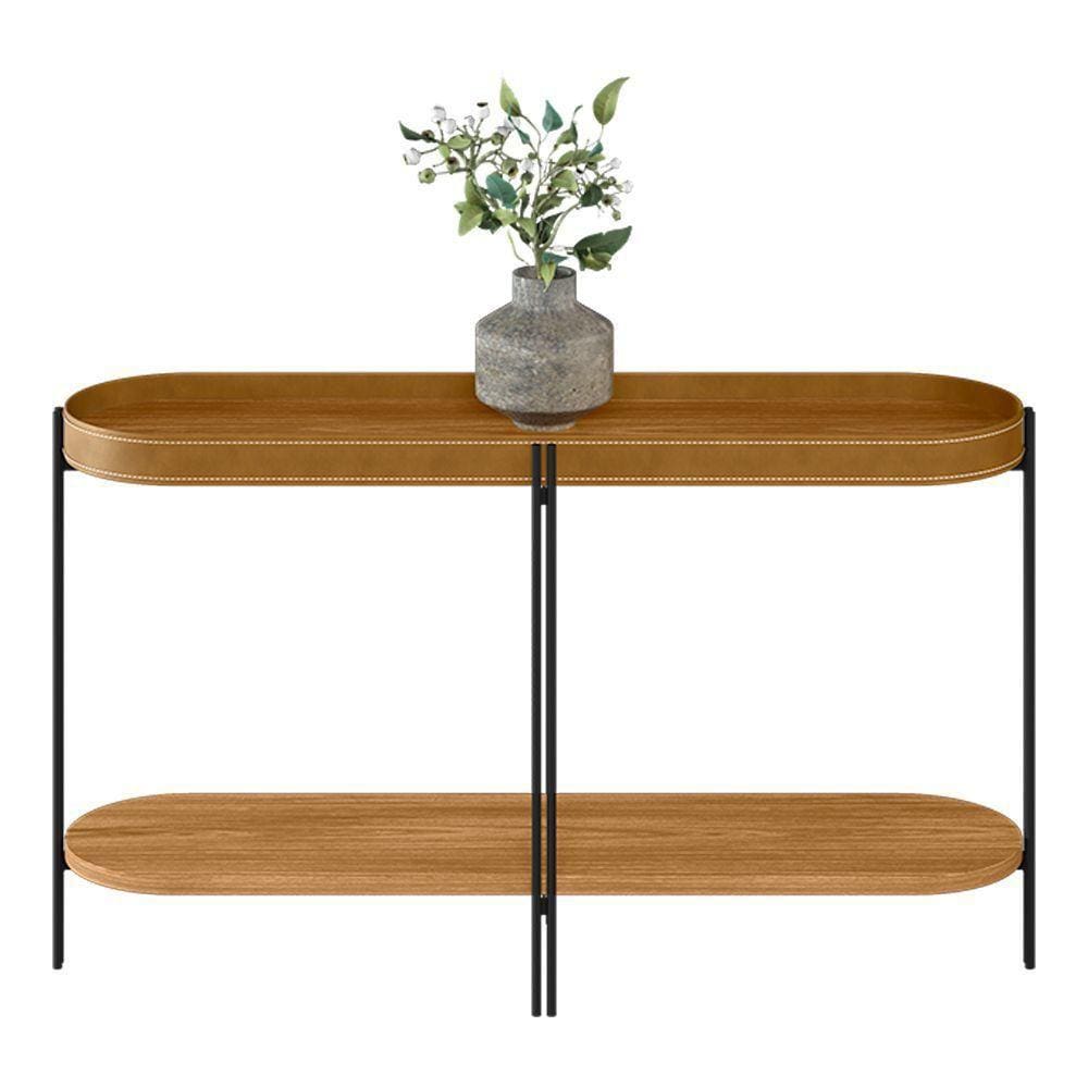 Buffet Aparador Isi Nature Fosco E Couro Caramelo 139x79 Cm L04 - D`rossi