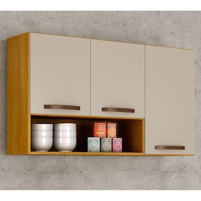 Armário Aéreo Cozinha 3 Portas Maísa Cinamomo-off White