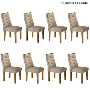 Conjunto 8 Cadeiras para Sala de Jantar Germany Ypê