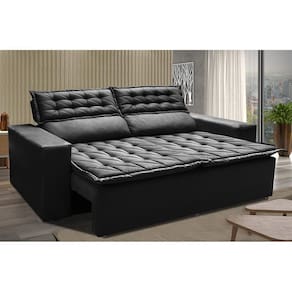 Sofá Retrátil E Reclinável Cama Inbox Slim 1,50m Tecido Suede Velusoft Preto