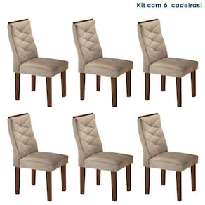 Conjunto 6 Cadeiras para Sala de Jantar Germany Chocolate