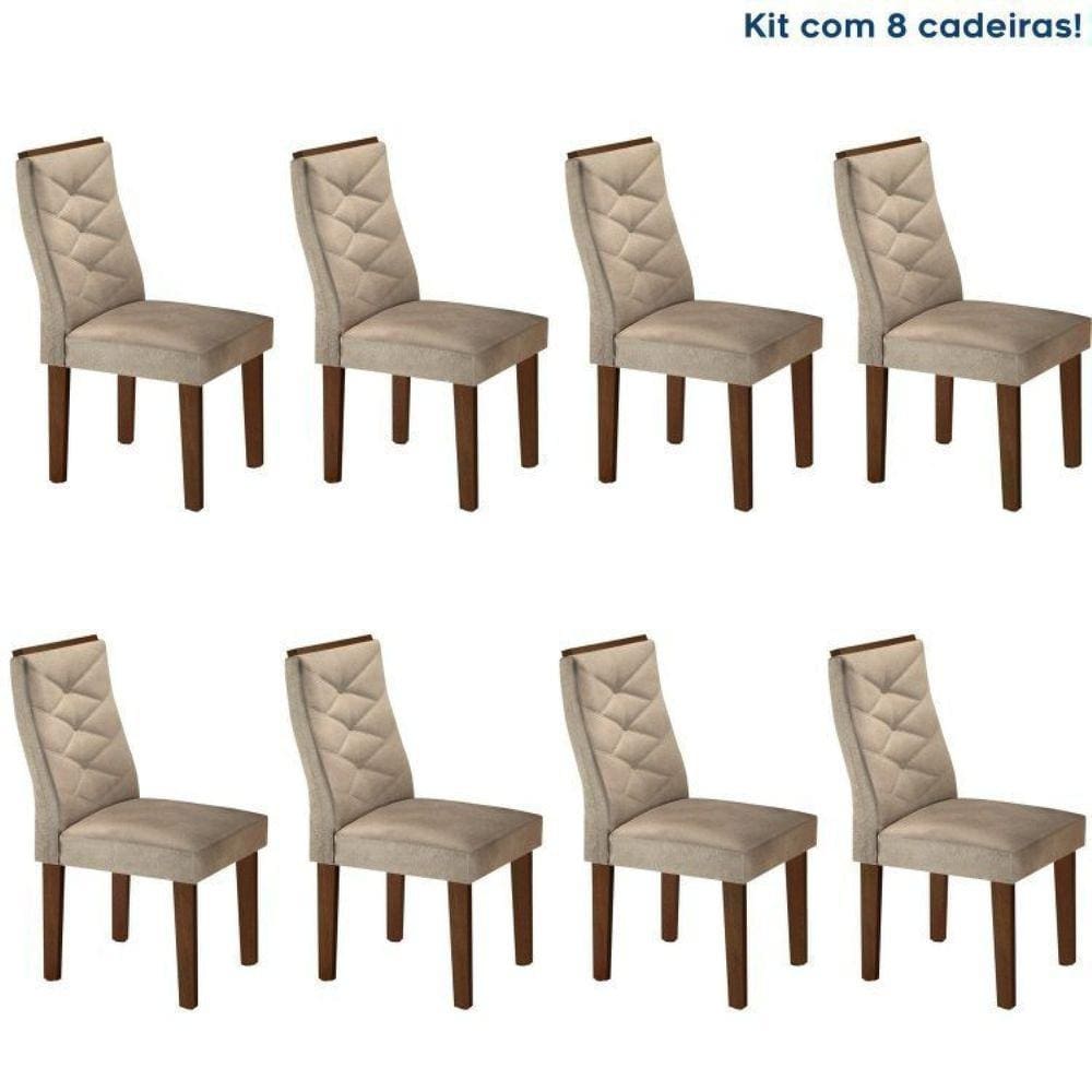 Conjunto 8 Cadeiras para Sala de Jantar Germany Chocolate