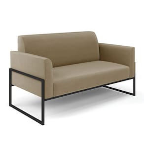 Sofá Namoradeira Base Industrial Alta Preto Marisa Suede D03 - D\`rossi Cor Marrom Rato