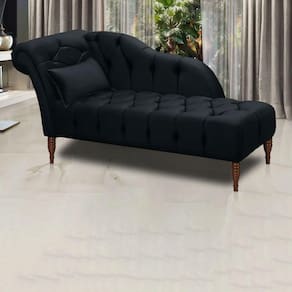 Chaise Longue Divã Montreal Em Madeira De Reflorestamento Veludo 160cm Star Confort Preto