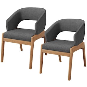 Kit 02 Cadeiras De Jantar E Estar Living Estofada Lince L02 Linho Cinza Escuro