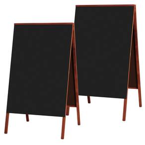 Kit 2 Placa Lousa Quadro Cavalete Calçada 70x50 cm para Comércio Madeira Mogno Preto Liso