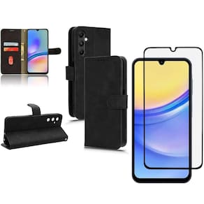 Kit Capinha Carteira Flip Para Samsung A15 + Película 3D