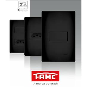 Tomada 2P+T 10A Fame Placa 4X2 Habitat Black Preto