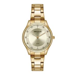 Relógio Seculus Feminino Ref: 77281lpsvds1 Slim Dourado