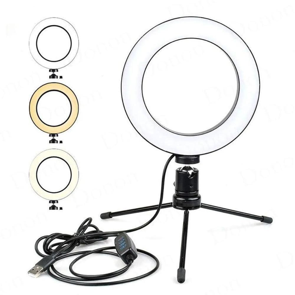 Ring Light De Mesa Iluminador De Led Tripé 6 Polegadas 16Cm