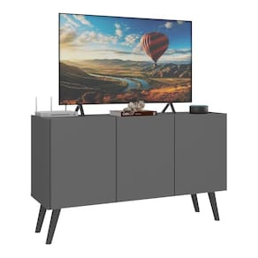 Rack Retrô Para Tv Até 32 Polegadas Com Mp1067 Grafite preto