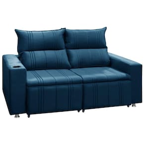 Sofá Retrátil E Reclinável Madri 2l. 160cm C/molas - Veludo Azul