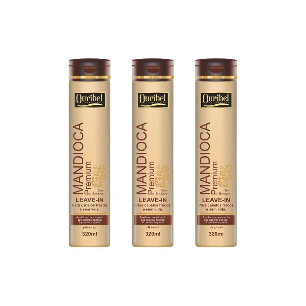 Leave-In Ouribel Mandioca 320ml - Kit C/ 3un