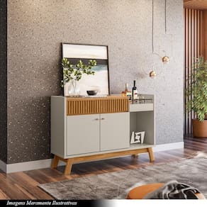 Buffet Aparador Decorativo Modric Detalhe Ripado 133Cm Nature/Off White G77