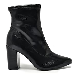 Bota Via Marte Strech Glamour Verniz Cano Curto Bico Fino 021-004
