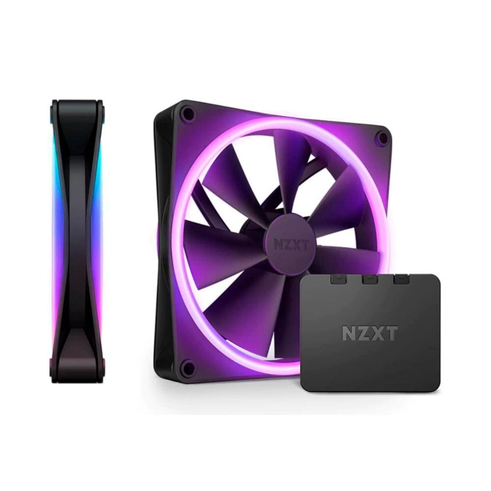 Kit 2 Fan Gamer RGB + Controlador NZXT RGB 140mm Preto RF-D14DF-B1