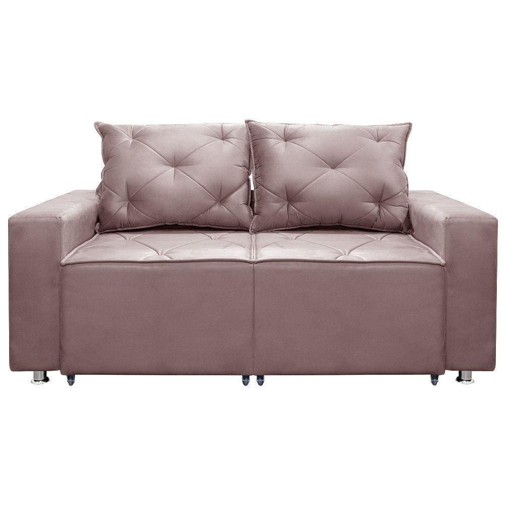 Sofá 2 Lugares Retrátil E Reclinável Bariloche 1.80cm C/ Molas - Veludo Rose