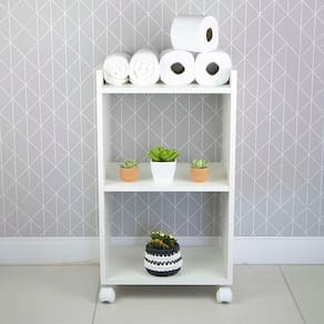 Nicho Organizador Móvel Multiuso Branco Para BanheiroComRodízio40cm