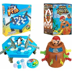 Kit Jogo Pula Pirata Barril + Jogo Pinguim Quebra Gelo