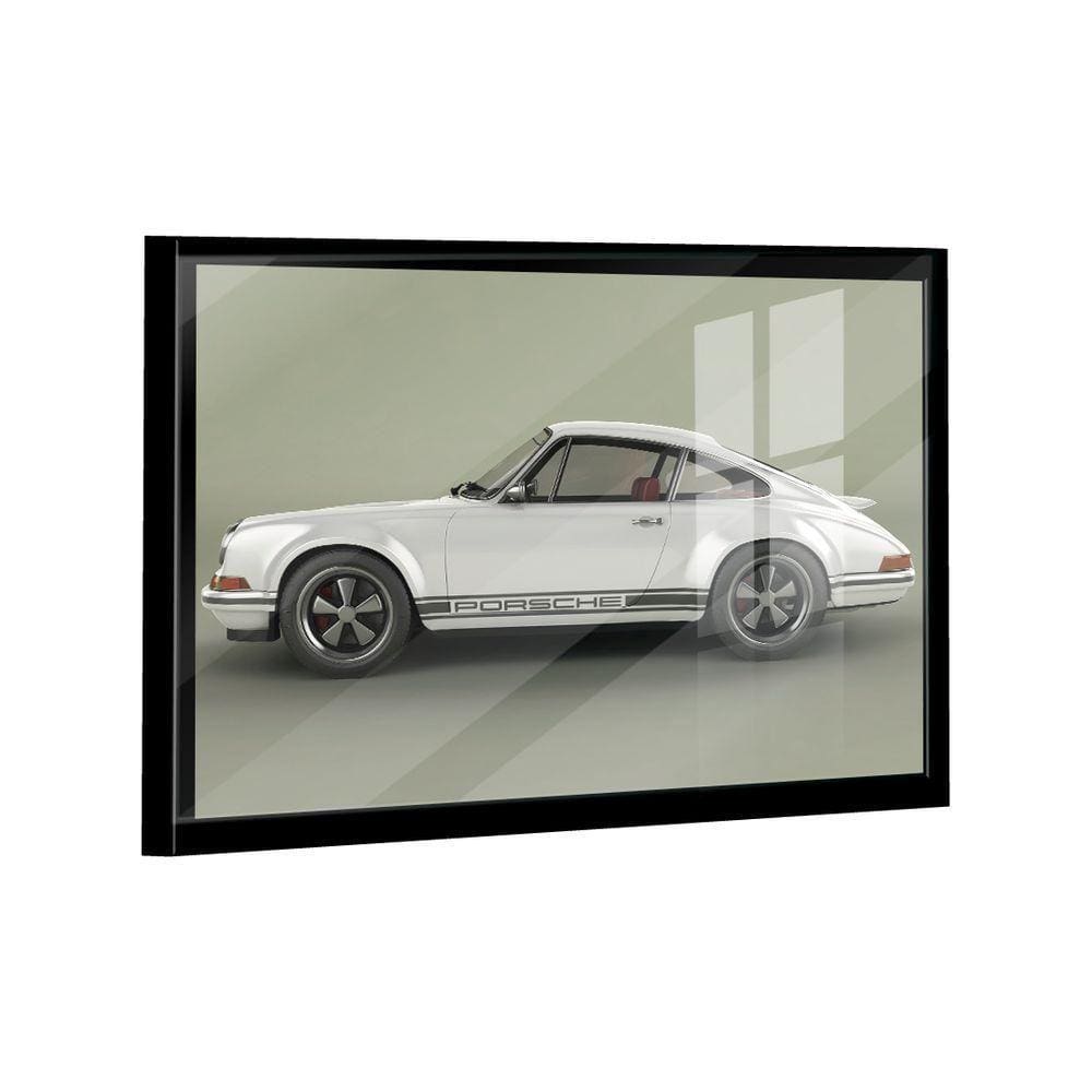 Quadro Porsche 911 Branco Metálico Lado -- Br Artes