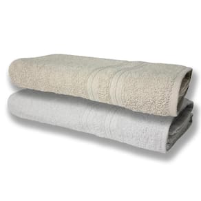 2 Toalhas Super Felpudas Grande E Grossa Algodão 80x150 Bege+branco