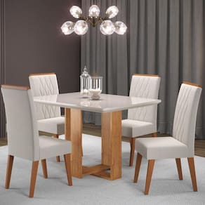 Conjunto Sala de Jantar Mesa Caxias 6 Cadeiras Cristal Viero