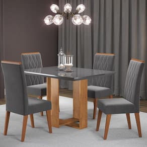 Conjunto Sala de Jantar Mesa Caxias 6 Cadeiras Cristal Viero