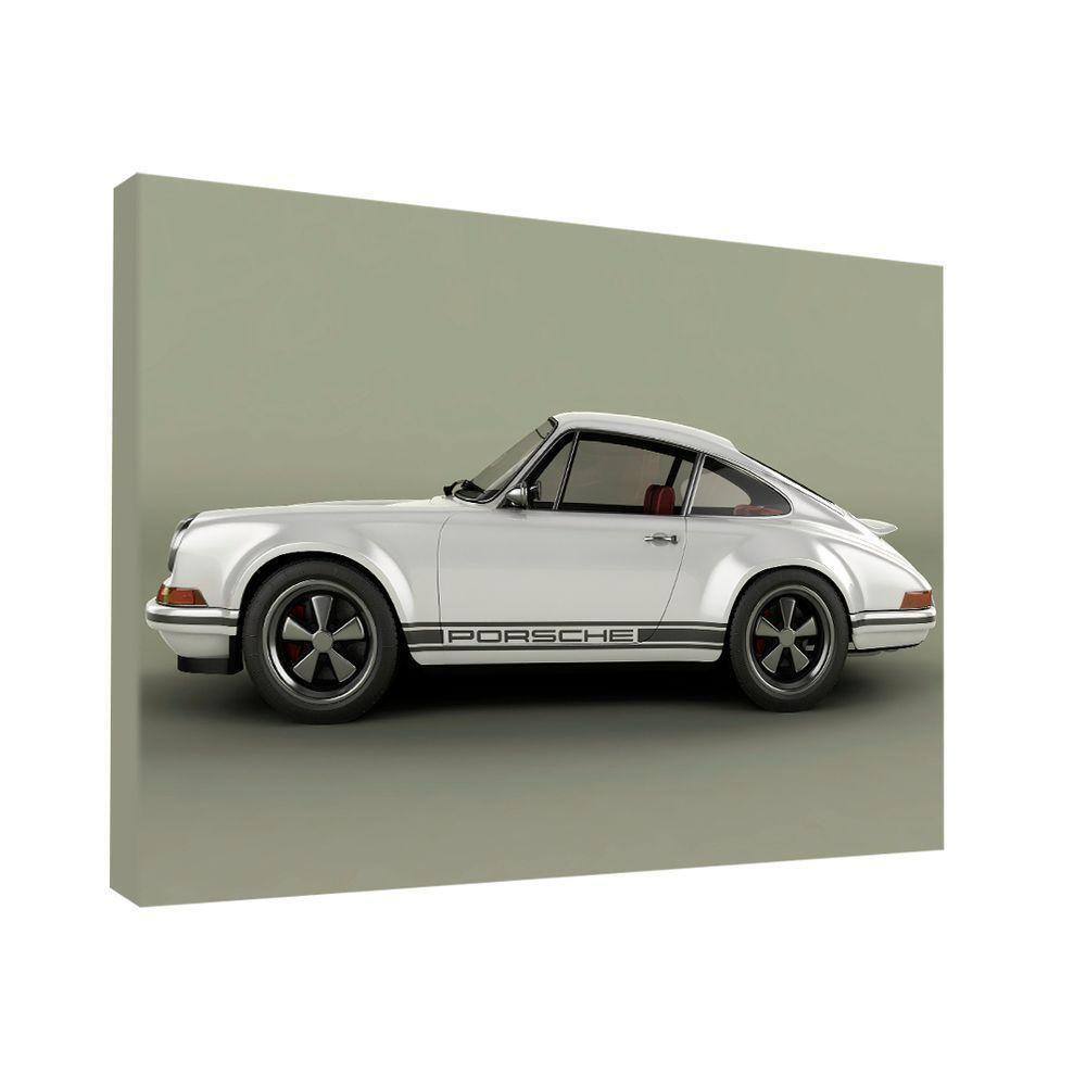 Quadro Porsche 911 Branco Metálico Lado -- Br Artes