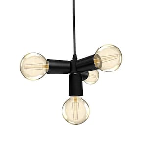 Lustre Pendente Nick Preto Para 4 Lâmpadas Bivolt Taschibra