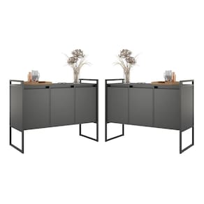 Buffet Industrial 3 Portas Preto Conjunto 2 Unidades