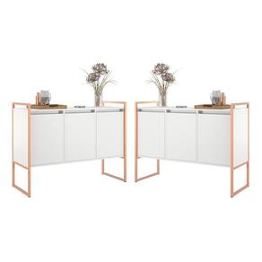 Buffet Industrial 3 Portas Branco Cobre Conjunto 2 Unidades