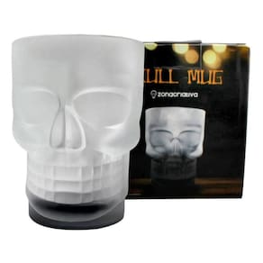 Caneca Caveira Mug com Base Preta Vidro 500ml Zona Criativa