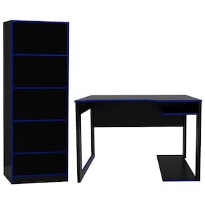 Conjunto Mesa e Armario Gamer ME4141 ME4161 Preto Azul Tecno Mobili