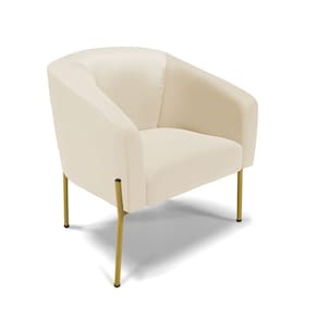 Poltrona Pé de Ferro Dourado Sala de Estar Stella Corino Bege D03 - D`Rossi