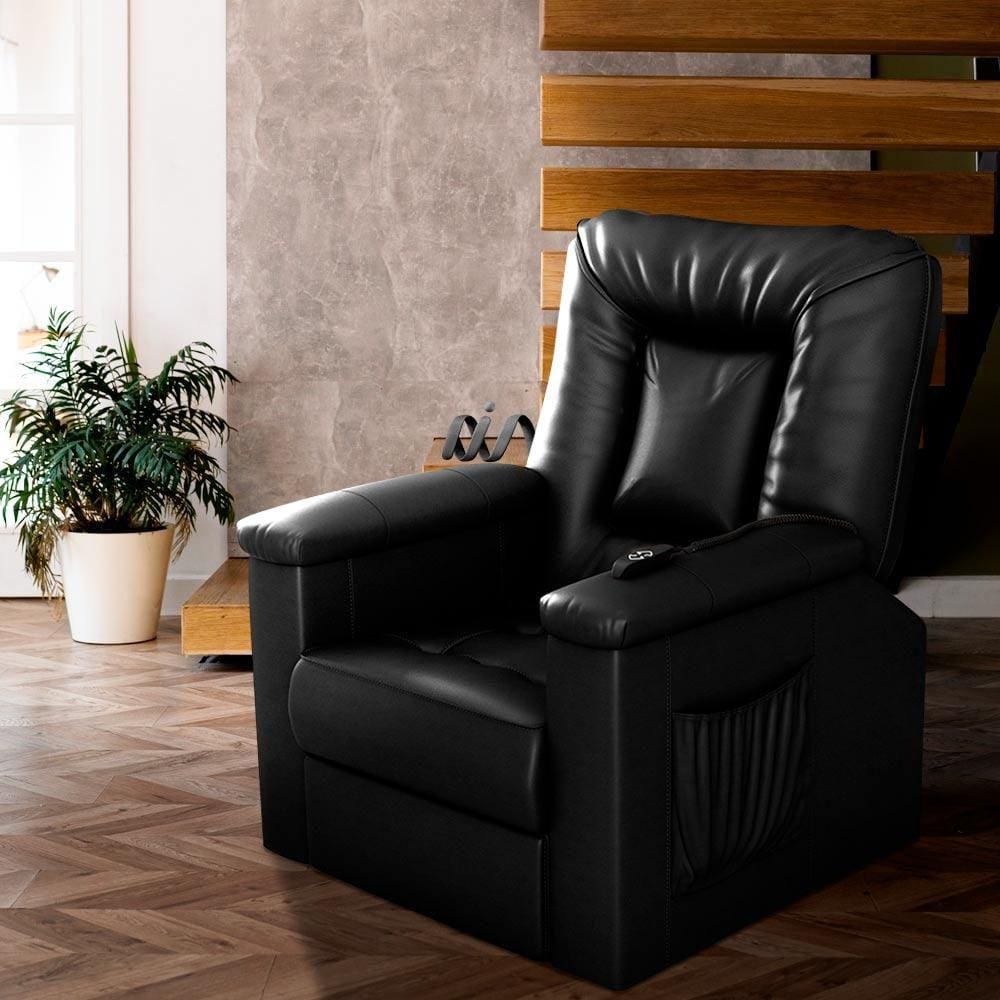 Poltrona Confortável Motorizada Com Controle Remoto Corino Preto Paradise Shop JM - Preto
