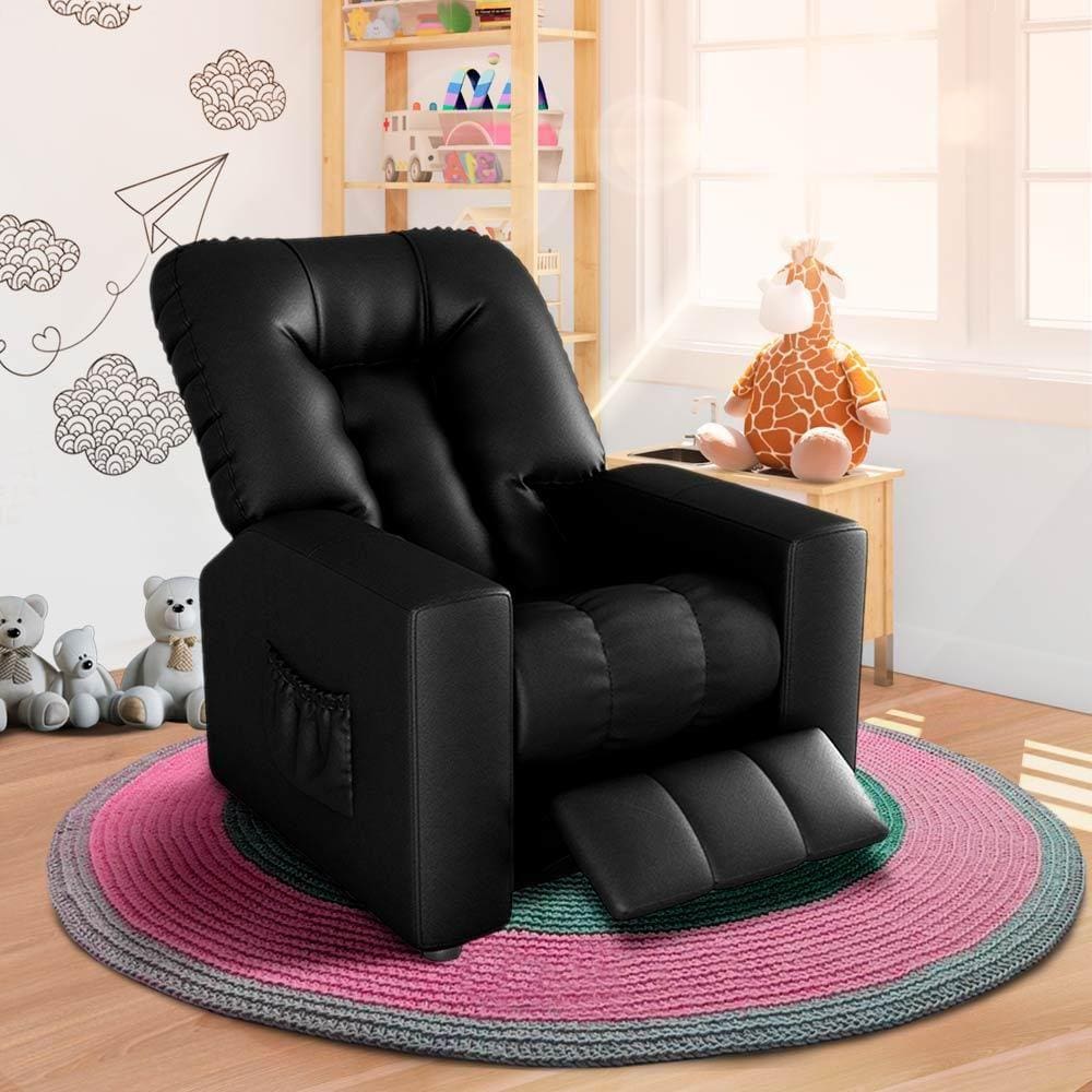 Poltrona De Amamentação Reclinável Corino Preto Panda Shop JM - Preto