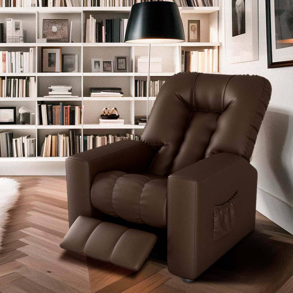 Poltrona Para Leitura Reclinável Corino Marrom Paloma Shop JM - Marrom