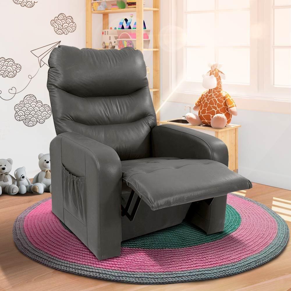 Poltrona De Amamentação Reclinável Corino Cinza Pineaple Shop JM - Cinza